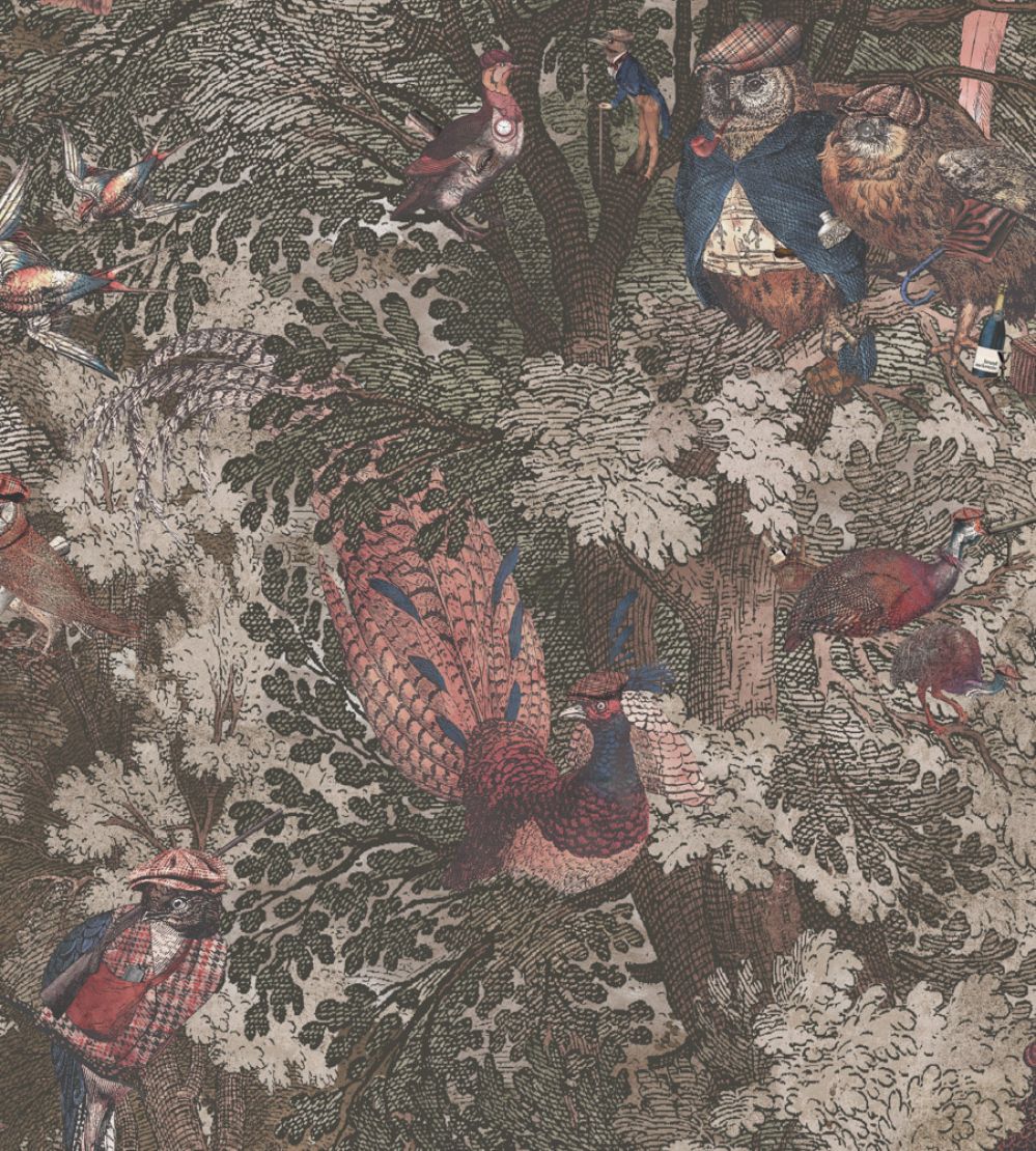Gentlemen Birds Wallpaper by Brand McKenzie Oak