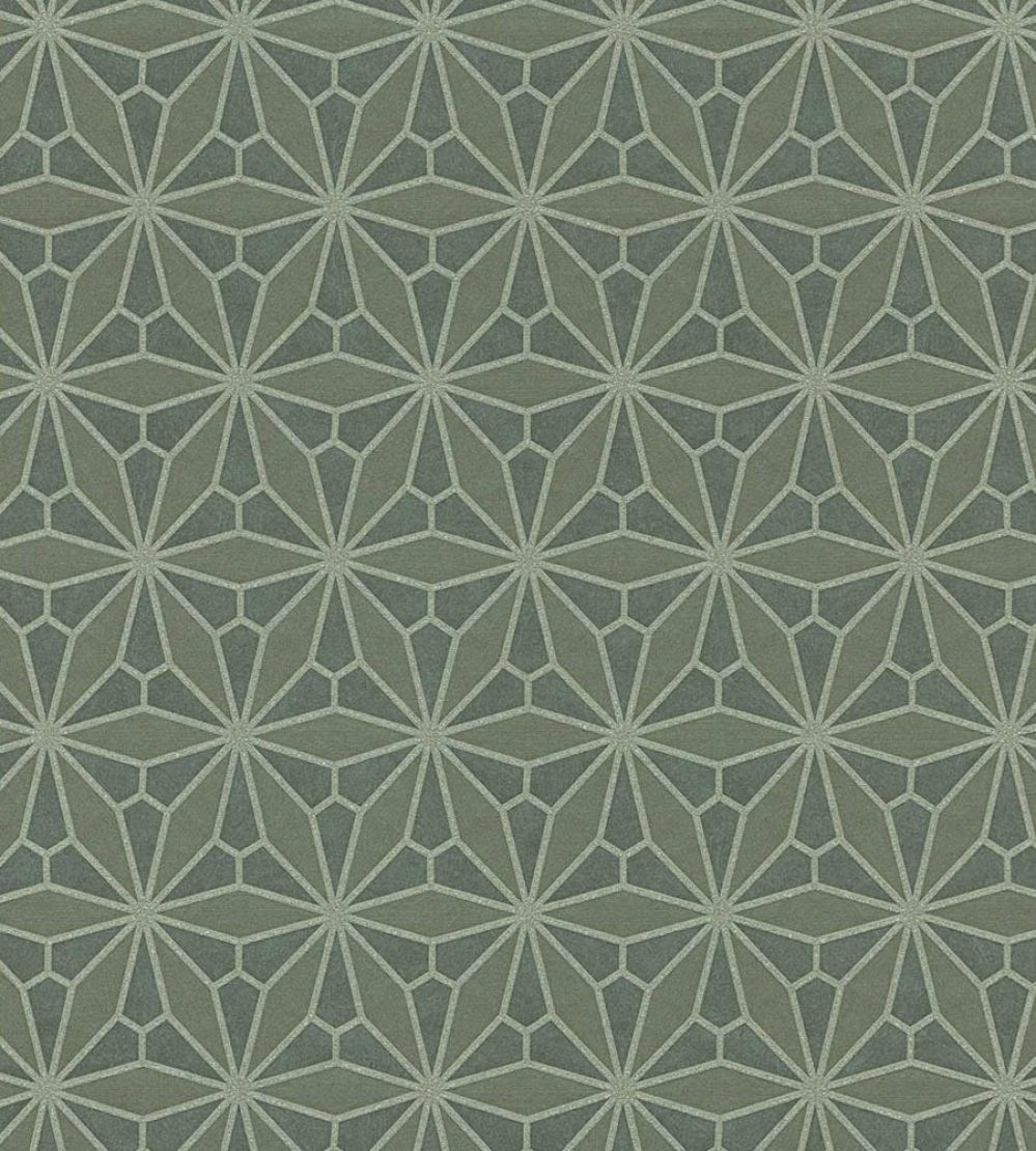 Geo Floral Wallpaper by Eijffinger Green