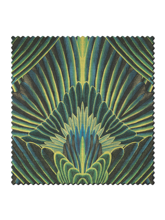 Gershwing Velvet Fabric by Divine Savages in Parakeet, pattern swatch