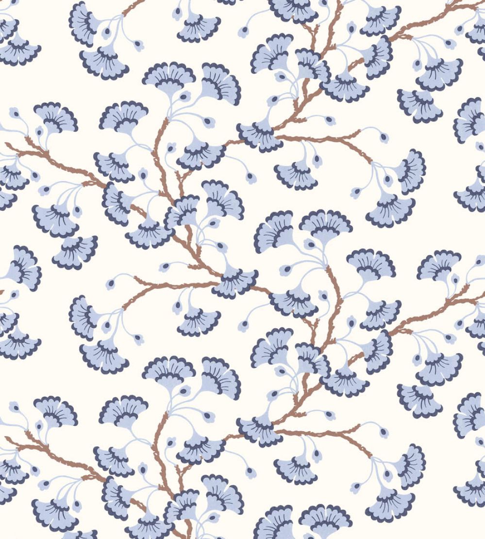 Ginkgo Garden Wallpaper by Langelid Von Bromssen Faded Indigo