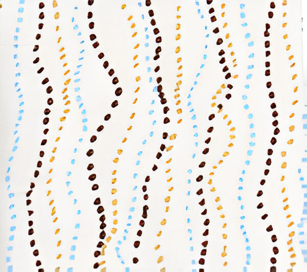 Ginza Brown Camel Aqua fabric by China Seas