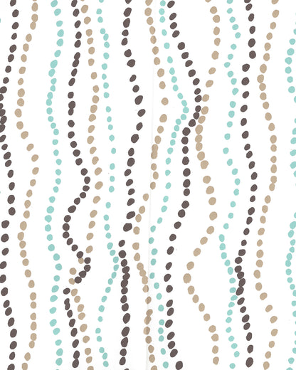 Ginza Brown Camel Aqua on White wallpaper by China Seas