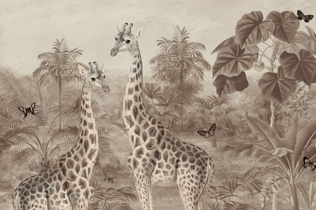 Giraffa Beige mural by Hovia