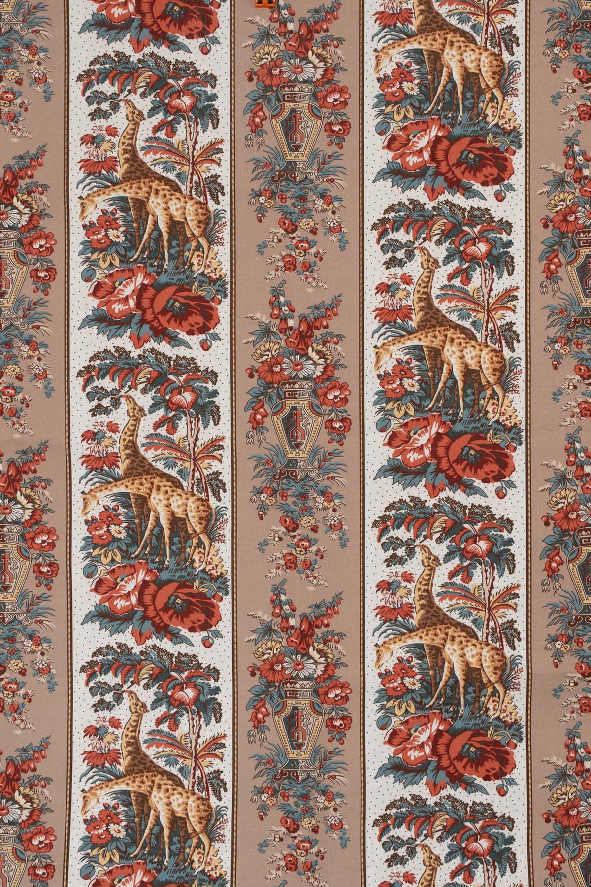 Giraffe Stripe Fabric by Jean Monro in Red Brown