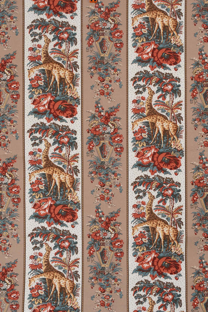 Giraffe Stripe Fabric by Jean Monro in Red Brown