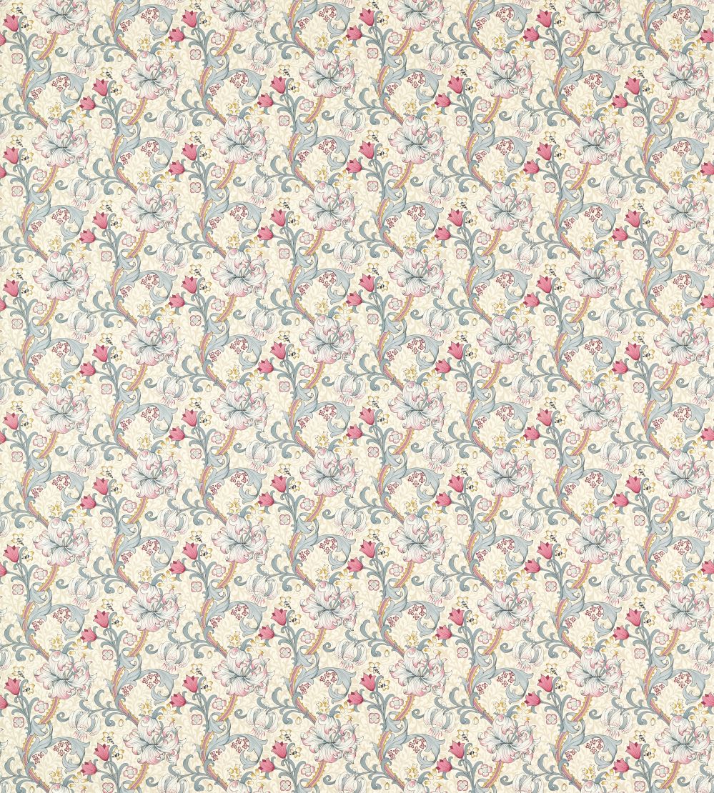 Golden Lily Fabric by Clarke & Clarke Dove/Plum
