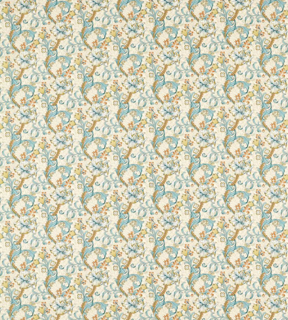 Golden Lily Fabric by Clarke & Clarke Linen/Teal