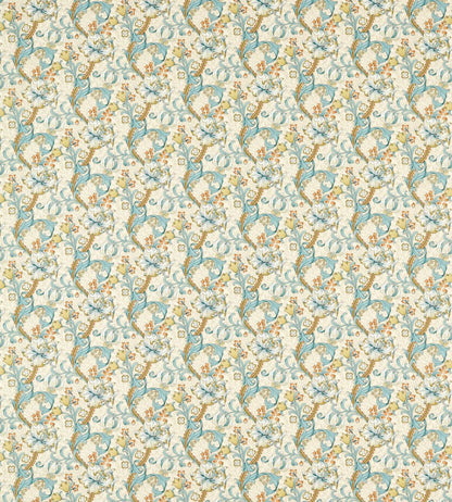 Golden Lily Fabric by Clarke & Clarke Linen/Teal