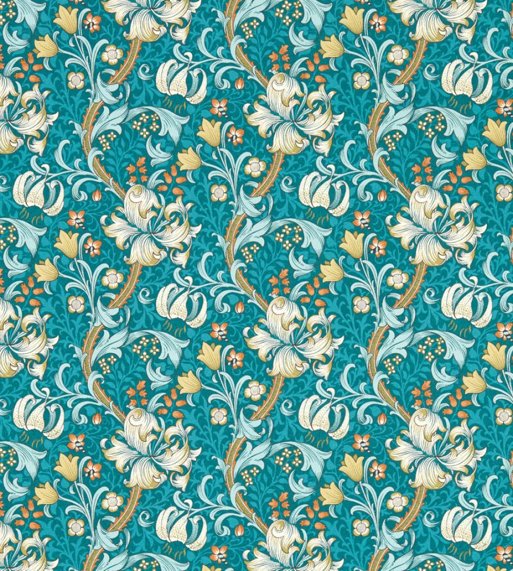 Golden Lily Wallpaper by Clarke & Clarke Teal