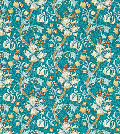 Golden Lily Wallpaper by Clarke & Clarke Teal