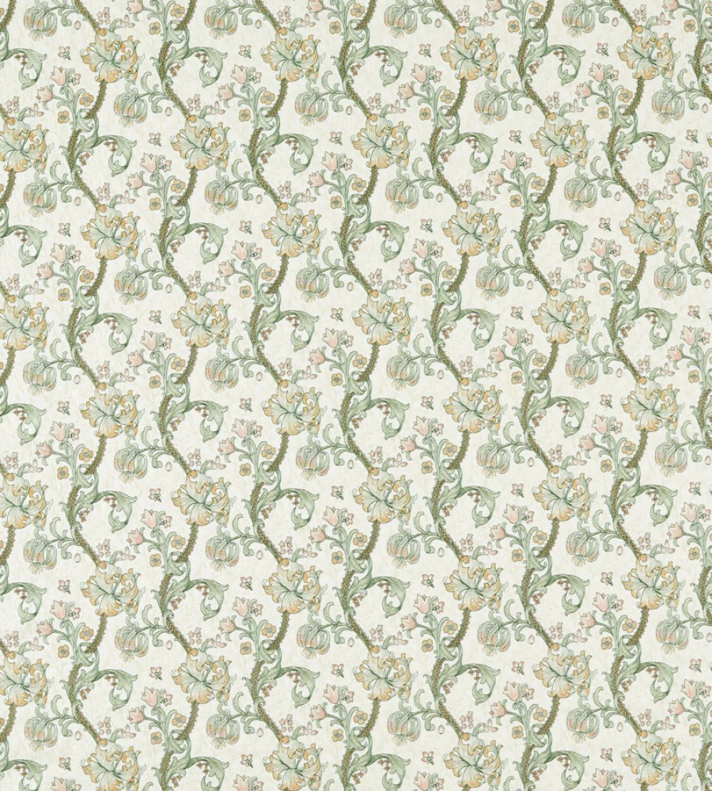 Golden Lily Embroidery Fabric by Clarke & Clarke Linen/Blush