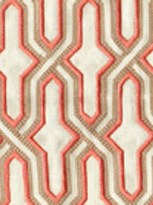 Gorrivan Fretwork Salmon Taupe fabric by China Seas