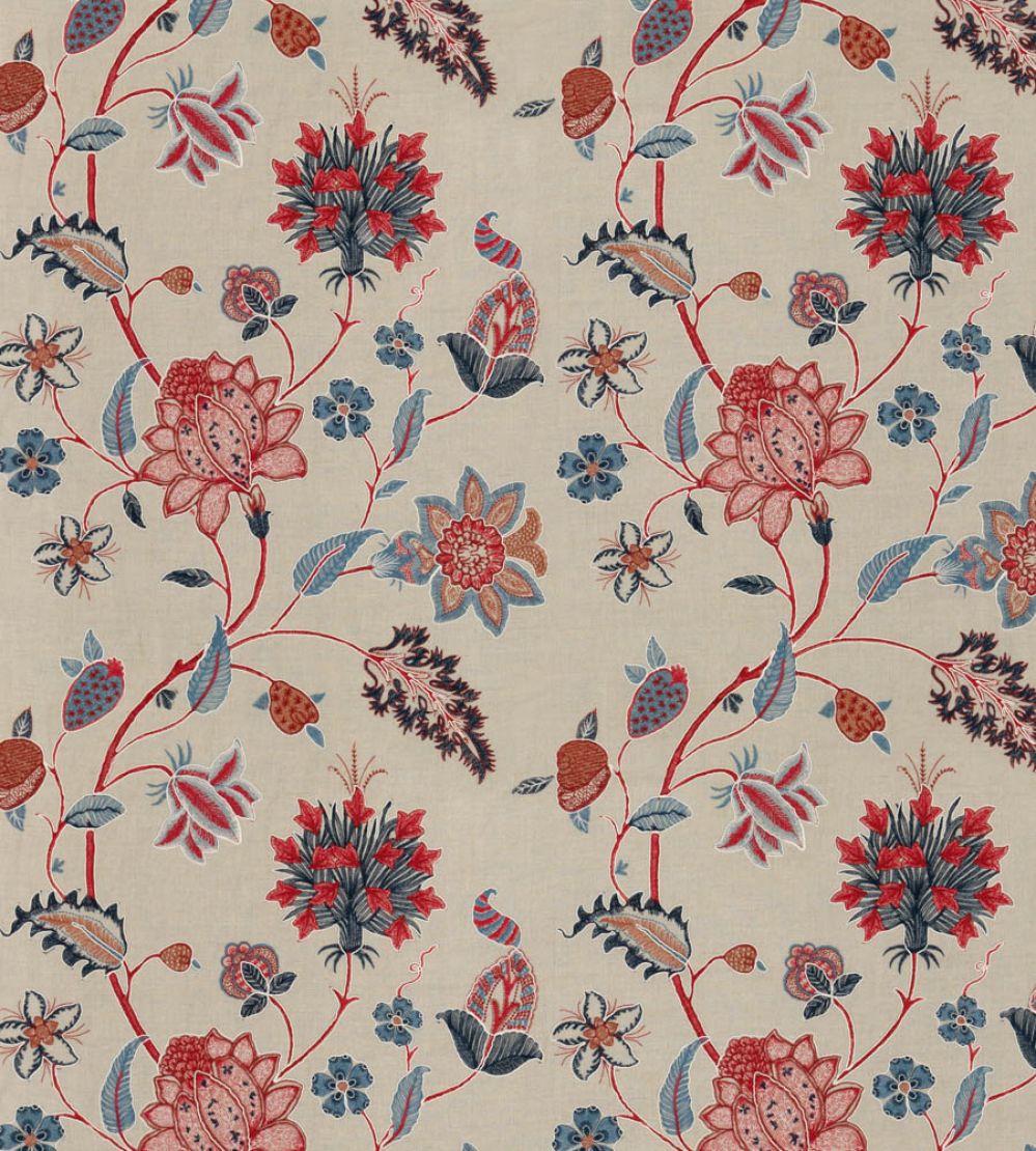 Bakers Indienne Embroidery Fabric by GP & J Baker Indigo / Red