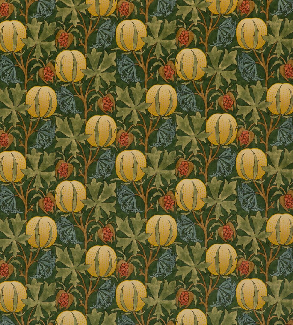 Pumpkins Velvet Fabric by GP & J Baker Green/Terracotta