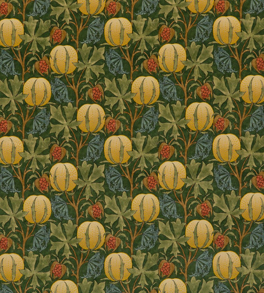 Pumpkins Velvet Fabric by GP & J Baker Green/Terracotta