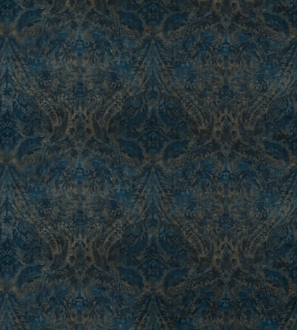 Royal Damask Velvet Fabric by GP & J Baker Sapphire