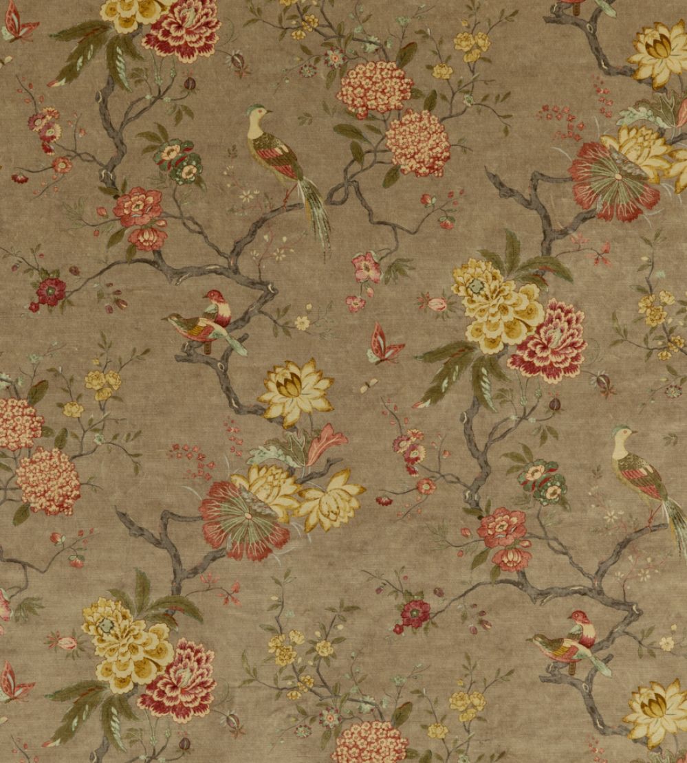Oriental Bird Velvet Fabric by GP & J Baker Mole