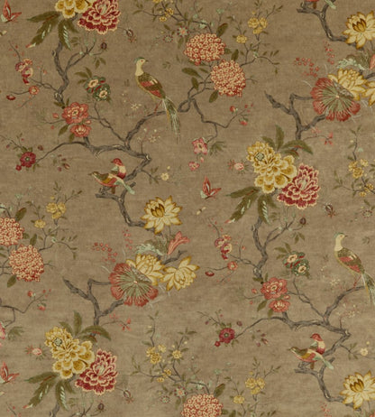 Oriental Bird Velvet Fabric by GP & J Baker Mole