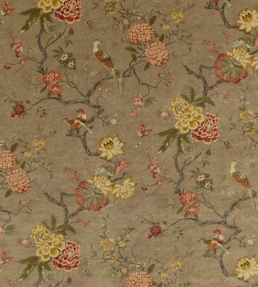 Oriental Bird Velvet Fabric by GP & J Baker Mole