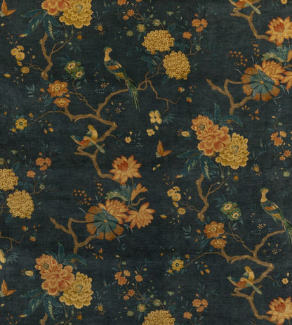 Oriental Bird Velvet Fabric by GP & J Baker Teal