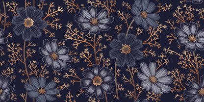 Grand Flowers Gold mural by Rebel Walls