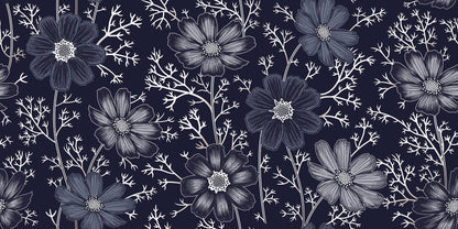 Grand Flowers Blue mural by Rebel Walls