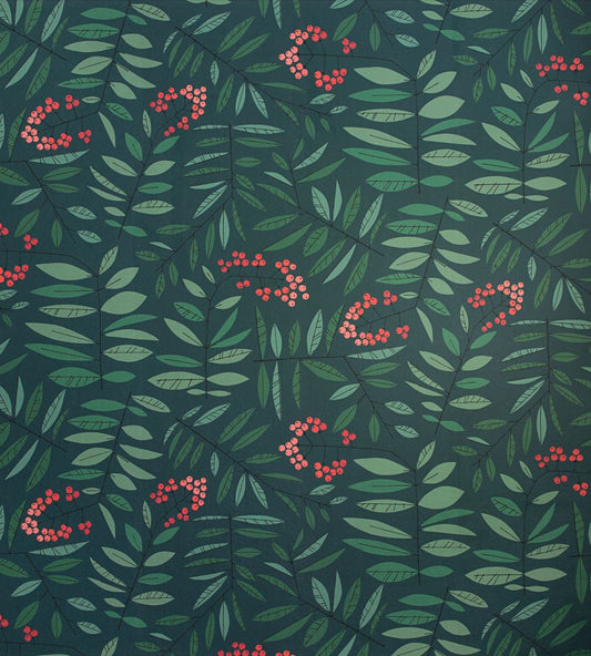 Grand Leaf Berry Mural by MissPrint Green