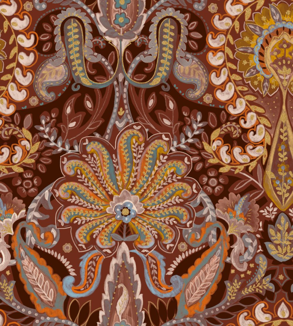 Grande Kashmir Fabric by Arley House Cinnamon