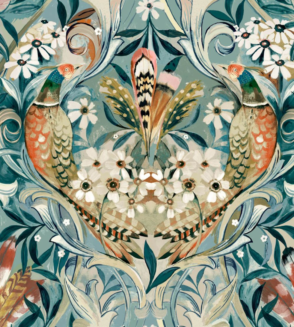 Grande Rostherne Fabric by Arley House Aqua