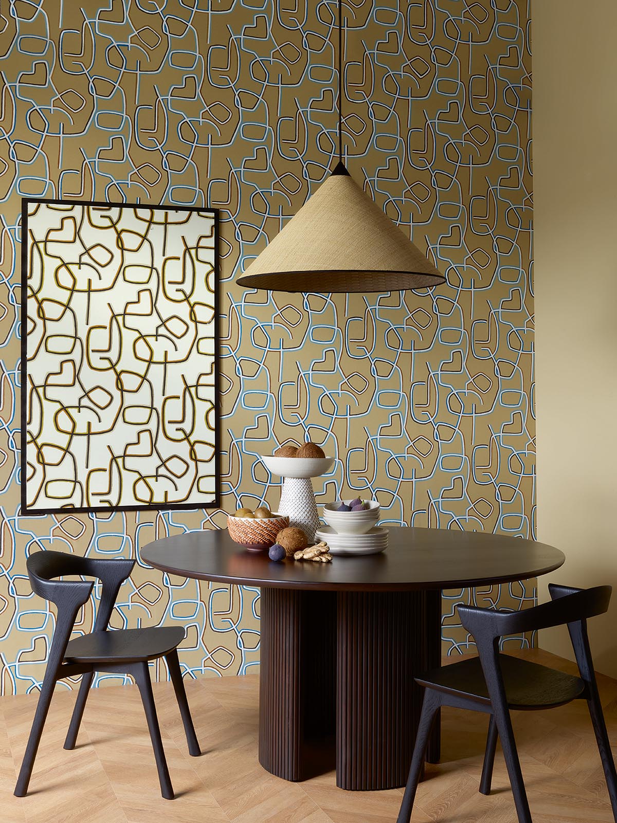 Graphic Wallpaper by Pierre Frey shown in a room setting (view 1)