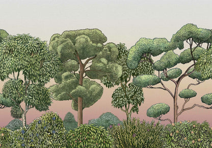 Green Forest mural by Coordonné in Dawn, flat pattern view