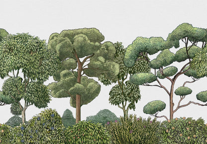 Green Forest mural by Coordonné in Natural, flat pattern view