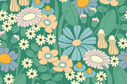 Groovy Meadow Green mural by Hovia