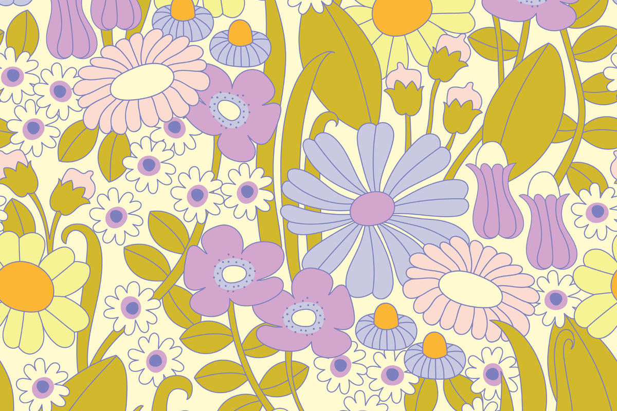 Groovy Meadow Purple mural by Hovia