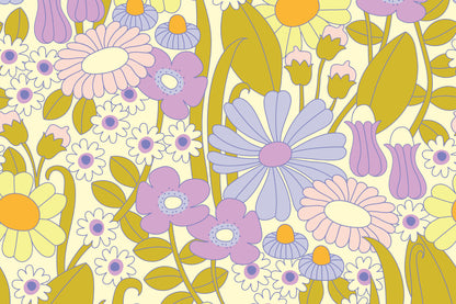 Groovy Meadow Purple mural by Hovia