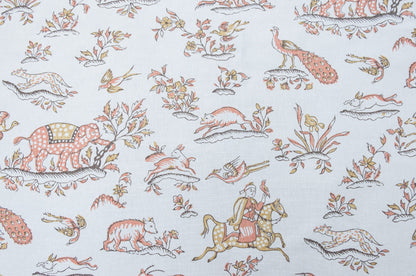 Gujarat Safari Fabric by Titley & Marr in Paprika and Yellow Ochre