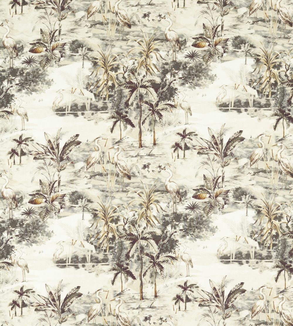 Habitat Fabric by Clarke & Clarke Charcoal/Linen