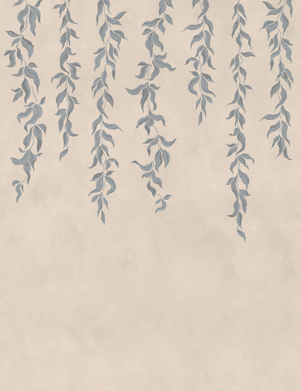 Hanging Leaves Blue mural by Rebel Walls