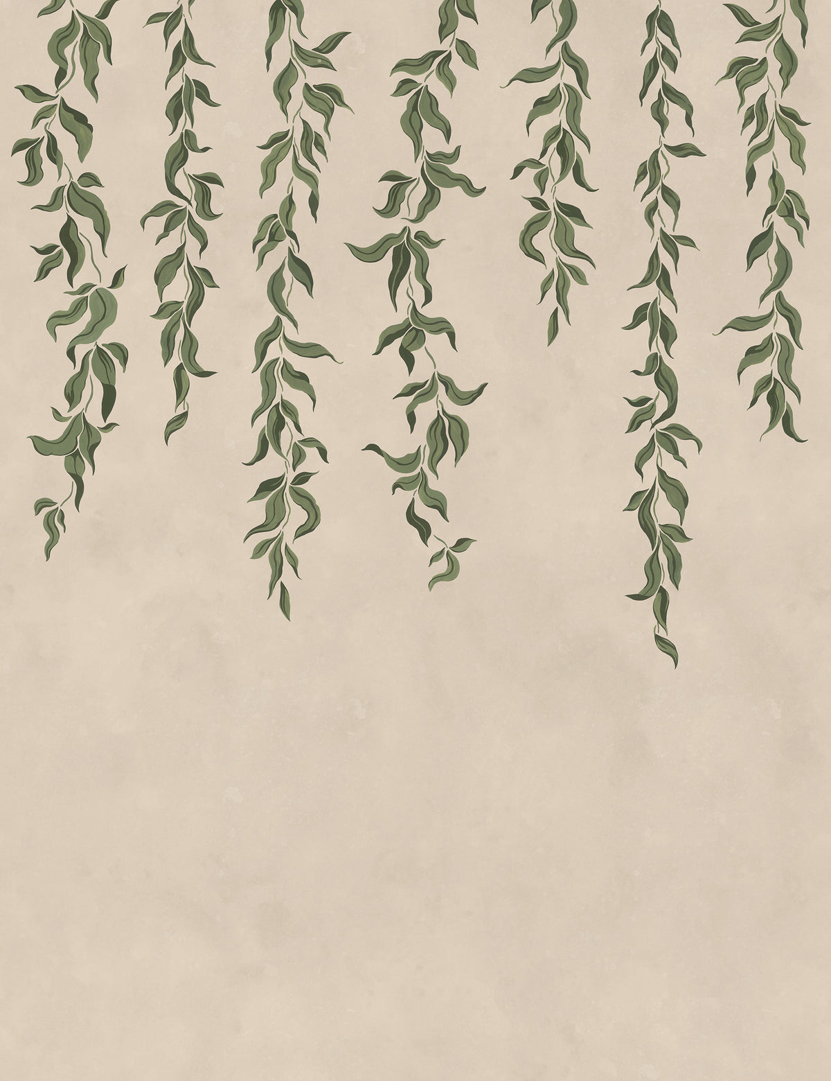 Hanging Leaves Beige mural by Rebel Walls