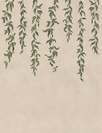 Hanging Leaves Beige mural by Rebel Walls