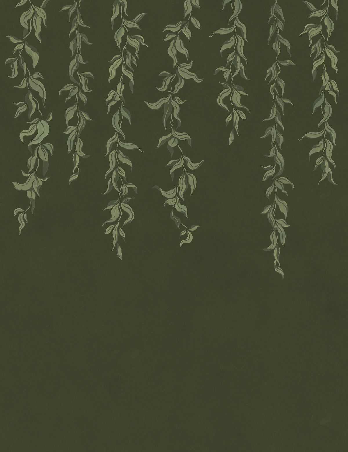 Hanging Leaves Dark Green mural by Rebel Walls
