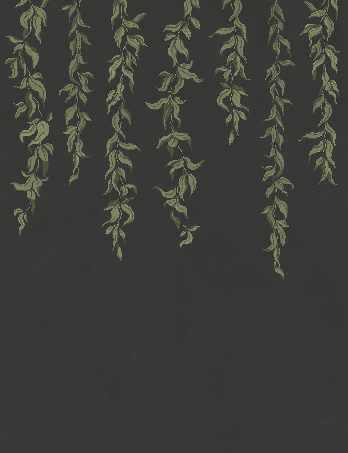 Hanging Leaves Graphite mural by Rebel Walls