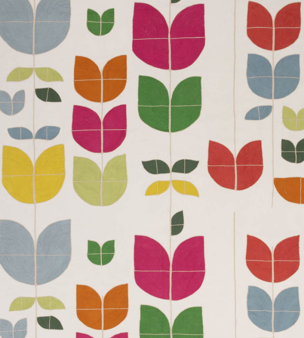Happy Flowers Fabric by Christopher Farr Cloth Hot Pink