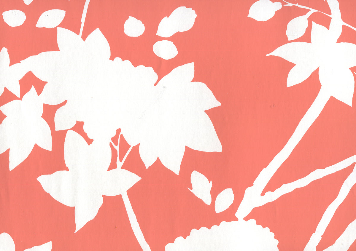 Happy Garden Background Rust Orange on White wallpaper by Quadrille