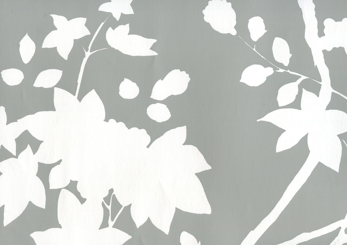 Happy Garden Background Grey on White wallpaper by Quadrille