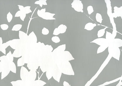 Happy Garden Background Grey on White wallpaper by Quadrille