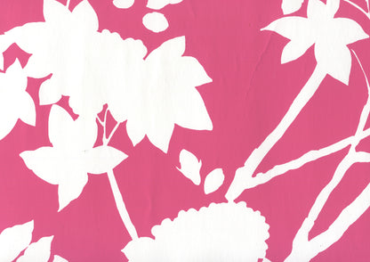 Happy Garden Background Magenta on White wallpaper by Quadrille