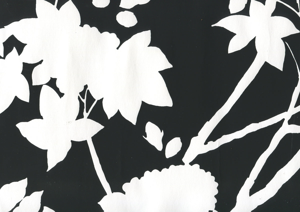 Happy Garden Background Black on White wallpaper by Quadrille