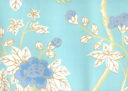 Happy Garden Turquoise on White wallpaper by Quadrille