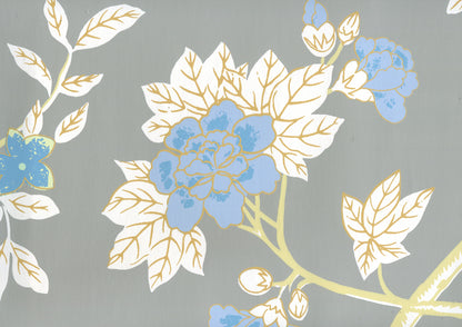 Happy Garden Grey on White wallpaper by Quadrille